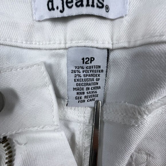D Jeans Ankle Skinny Jeans Womens Size 12P Studded Hem Mid Rise White - Picture 6 of 12